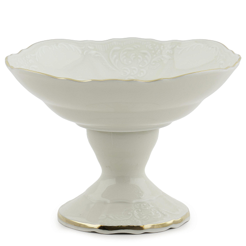 Конфетница 16см на ножке Белый узор слоновая кость Bernadotte