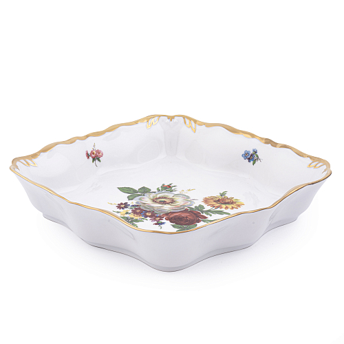 Салатник 23см квадратный 1шт Мейсенский букет