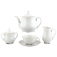 Сервиз чайный 6пер 15пр Repast Rococo Золотая полоса 