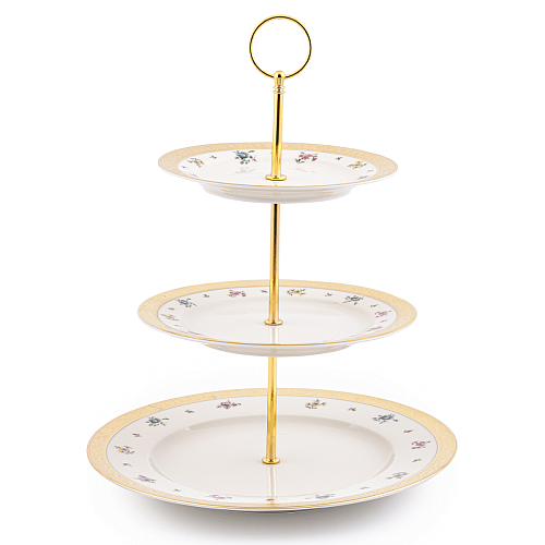 Горка 3этажа 1шт Flowers Gold Constanza Creme Falkenporzellan Горка 3этажа 1шт Flowers Gold Constanza Creme Falkenporzellan