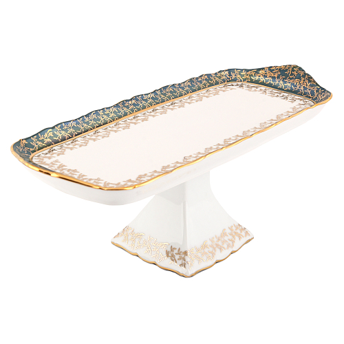 Поднос 37см рулетница на ножке Зеленый лист