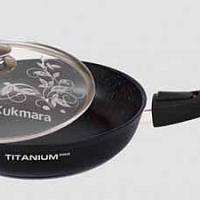 Сковорода 24см с ручкой и стек крышкой Titanium Pro Кукмара