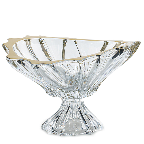 Фруктовница 33см на ножке Plantica gold rim Aurum Crystal
