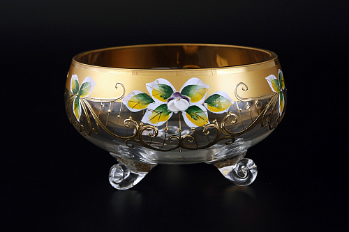 Конфетница 16см тройножка золото