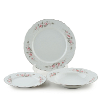Набор тарелок 18пр Серая роза PL Bernadotte