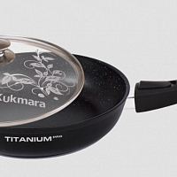 Сковорода 24см с ручкой и стек крышкой Titanium Pro Кукмара