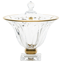 Конфетница 22,5см на ножке с крышкой Flame Матовое золото AS Crystal
