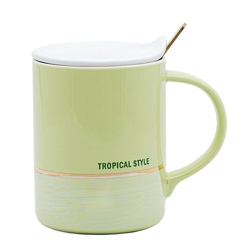 Кружка 430мл с крышкой и ложкой в под.уп Lenardi