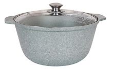 Кастрюля-жаровня 5л со стек. кр Фисташковый мрамор Кукмара