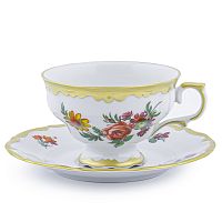 Набор чайных пар 220мл 6шт Мейсенский букет Queen's Crown