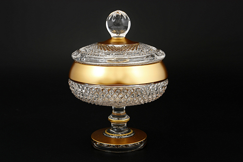 Варенница с крышкой 13,5см н/н 1шт хрусталь с золотом Фелиция Варенница с крышкой 13,5см н/н 1шт хрусталь с золотом Фелиция