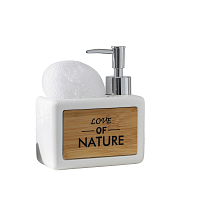 Дозатор для моющего средства Природа с подставкой для губки, белый