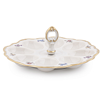Поднос для яиц 20см с ручками Мейсенский цветок слоновая кость Аристократ Queen's Crown