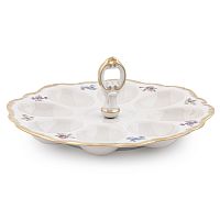 Поднос для яиц 20см с ручками Мейсенский цветок слоновая кость Аристократ Queen's Crown