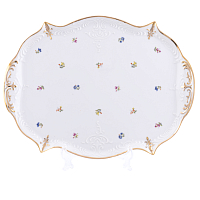 Поднос 41см 1шт квадратный Мелкие цветы Широкая кайма