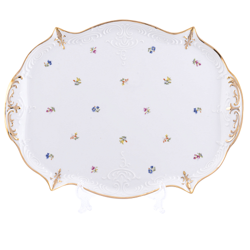 Поднос 41см 1шт квадратный Мелкие цветы Широкая кайма