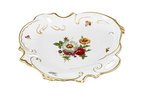 Салатник ракушка 1шт Мейсенский букет Queen's Crown