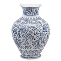Ваза матовая круглая с зауженым верхом 30 см Blue & White