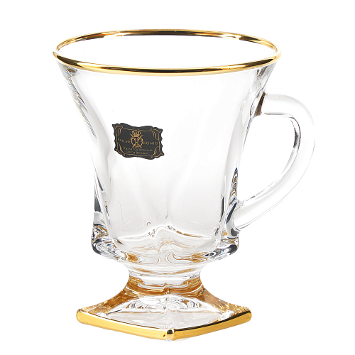 Набор кружек 150мл 6шт Quadro Golden Rim Pallme Konig AS Crystal 