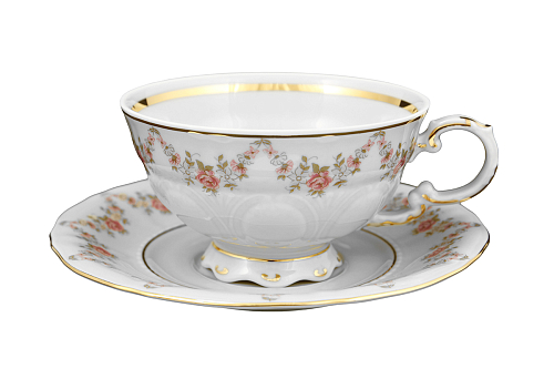 Набор чайных пар 200мл 6шт Соната Цветочная Слоновая кость