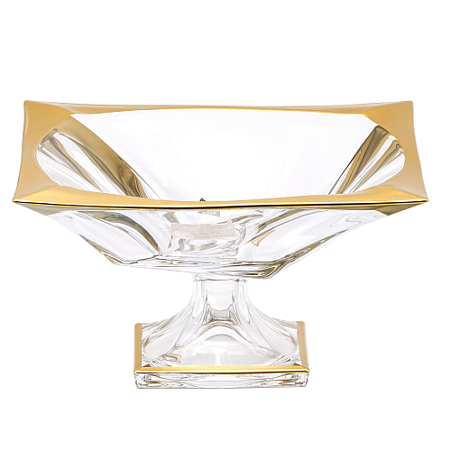 Фруктовница 39см на ножке Quadron Матовое золото AS Crystal.