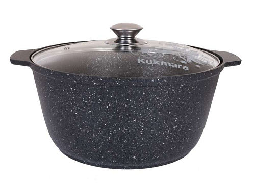 Кастрюля-жаровня 5л со стек. крышкой Темный мрамор Кукмара