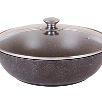 Сотейник 30см со с/ручками и со стекл. кр Кофейный мрамор Кукмара