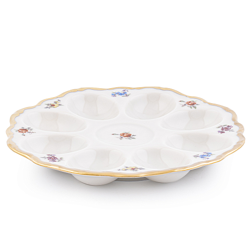 Поднос для яиц 20см Мейсенский цветок слоновая кость Аристократ Queen's Crown Поднос для яиц 20см Мейсенский цветок слоновая кость Аристократ Queen's Crown