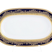 Блюдо овальное 24см Constanza Cobalt Gold 9320 Falkenporzellan 