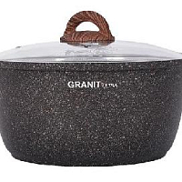 Жаровня 5л со стеклянной крышкой Granit Ultra Кукмара