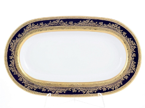 Блюдо овальное 24см Constanza Cobalt Gold 9320 Falkenporzellan 
