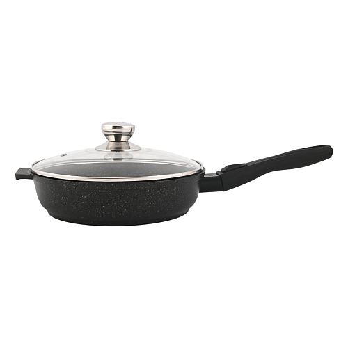 Сковорода 24см с крышкой Granit Perfection black gold Altei