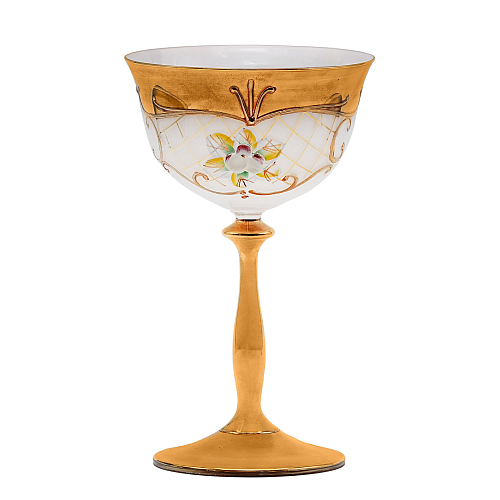 Набор фужеров 200мл 6шт лепка белая золотая ножка Uhlir