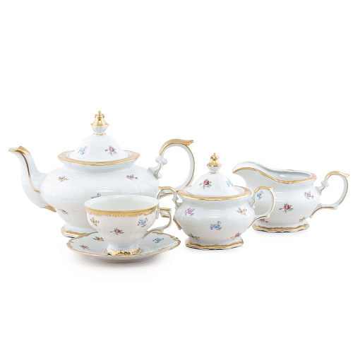 Сервиз чайный 6пер 15пр Мейсенский цветок Queen's Crown Сервиз чайный 6пер 15пр Мейсенский цветок Queen's Crown