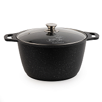 Кастрюля 6л со стек. крышкой Темный мрамор Кукмара