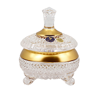 Конфетница 10,5см с крышкой хрусталь с золотом Фелиция Crystal HeArt