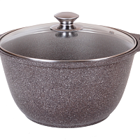 Кастрюля 4л со стекл. кр Кофейный мрамор Кукмара