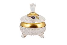 Конфетница 10,5см с крышкой хрусталь с золотом Фелиция Crystal HeArt