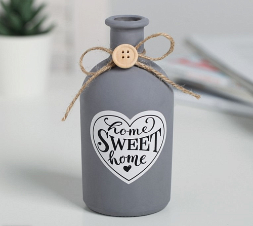 Ваза Sweet home, стекло, серая