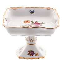 Салатник 23см квадратный н/н Мейсенский букет Queen's Crown