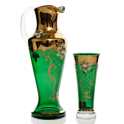 Набор 7пр графин и стаканы Матовая полоса Lux Зеленый