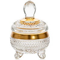 Конфетница 8,5см с крышкой хрусталь с золотом Фелиция Crystal HeArt