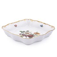 Салатник 23см квадратный 1шт Мейсенский букет Queen's Crown