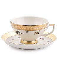 Набор чайных пар 6шт Flowers Gold Constanza Creme Falkenporzellan