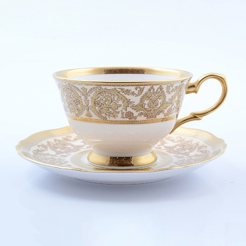 Набор чайных пар 220мл 6шт Prouna Golden Romance Cream Gold Набор чайных пар 220мл 6шт Prouna Golden Romance Cream Gold