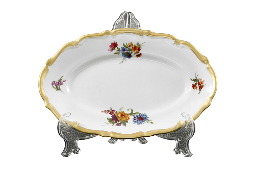 Блюдо овальное 21см 1шт Мейсенский букет