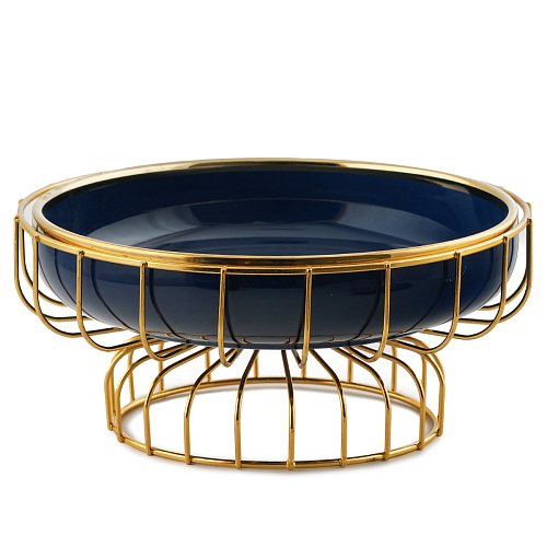 Блюдо круглое 23см на ножке синий Блюдо круглое 23см на ножке синий