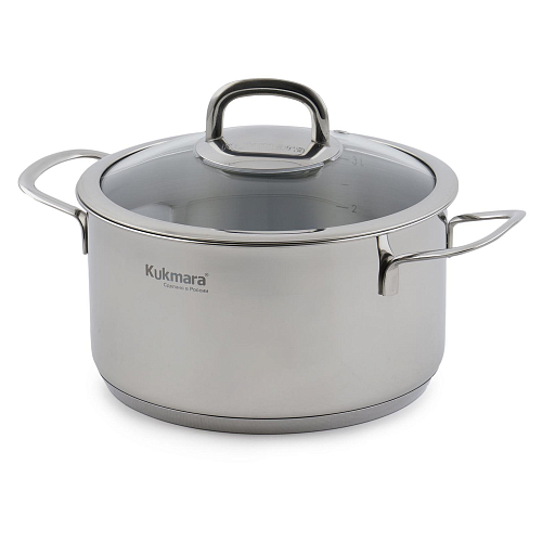 Кастрюля 3л 20см с крышкой и с стеклянной крышкой Safia Кукмара