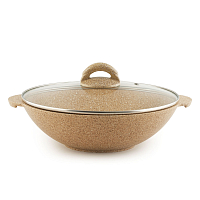Сковорода-вок 28см 3л с/кр Гармония вкуса Медовый гранит 