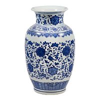 Ваза глянцевая овальная 30см Blue & White